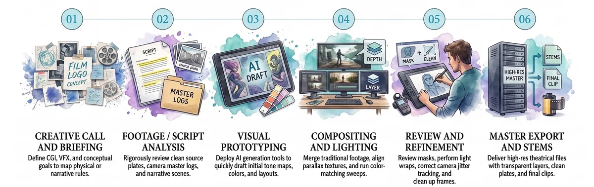 IndieHeart AI video generation, VFX review, compositing, and delivery process
