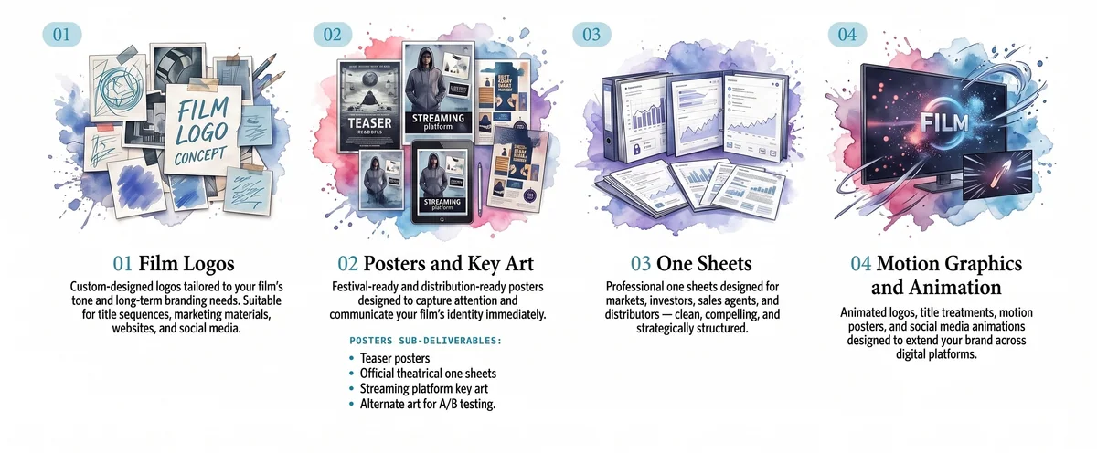 Film poster, key art, one-sheet, and promotional graphic design services