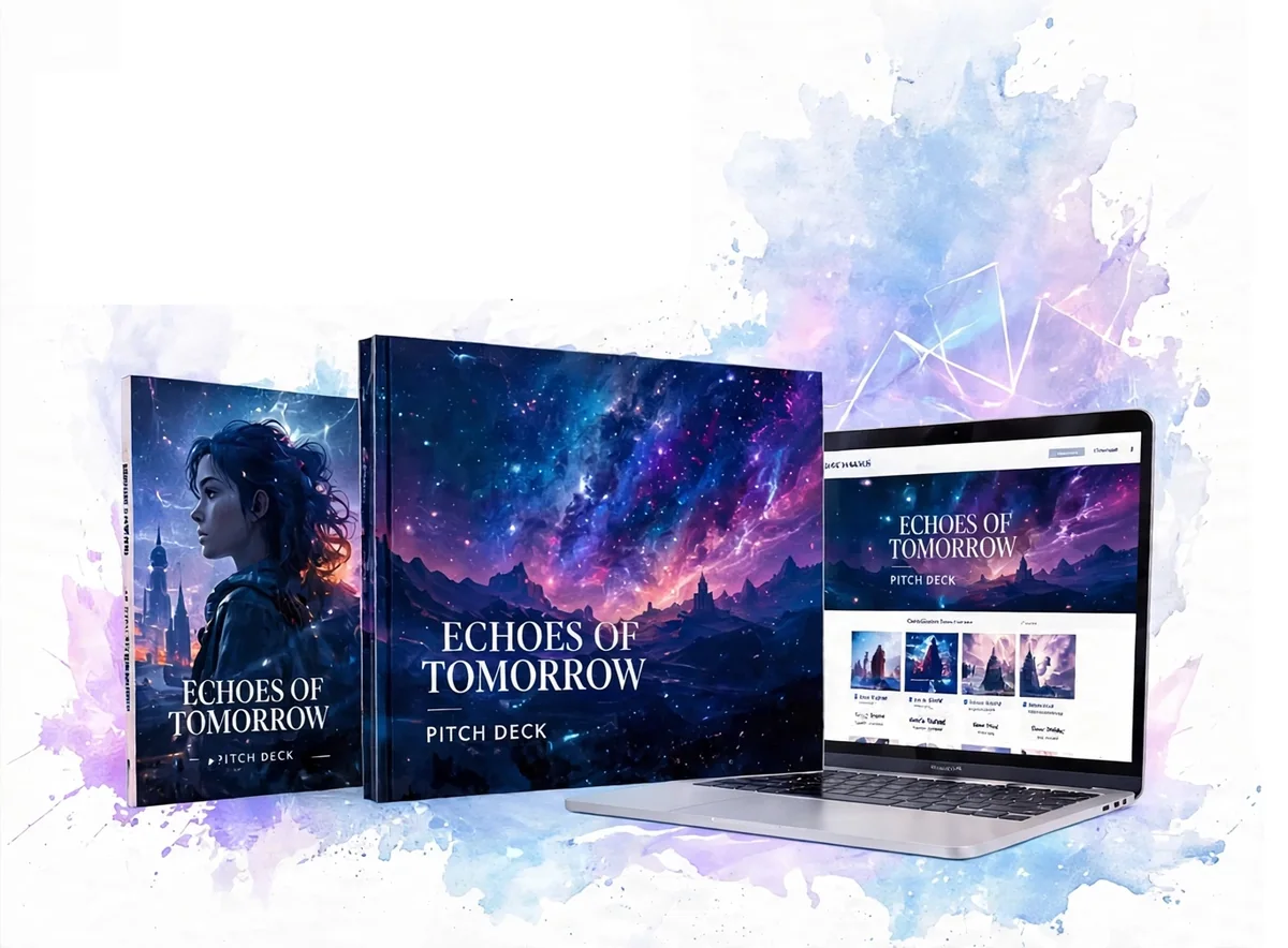 Custom film pitch deck branding built around the project's visual world
