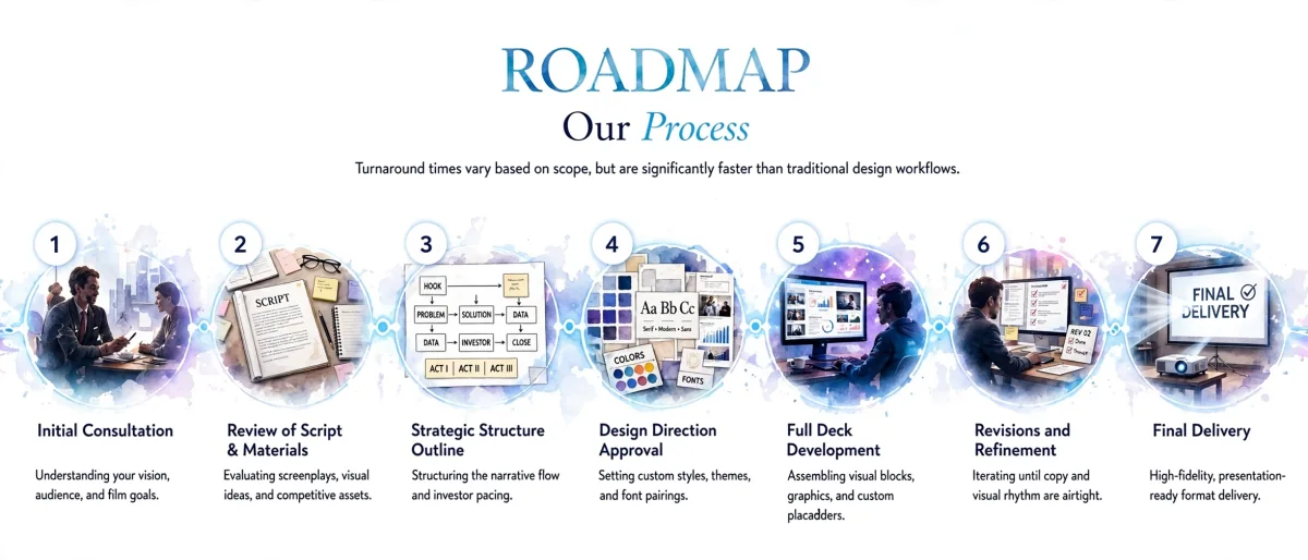 IndieHeart film pitch deck strategy, design, review, and delivery process