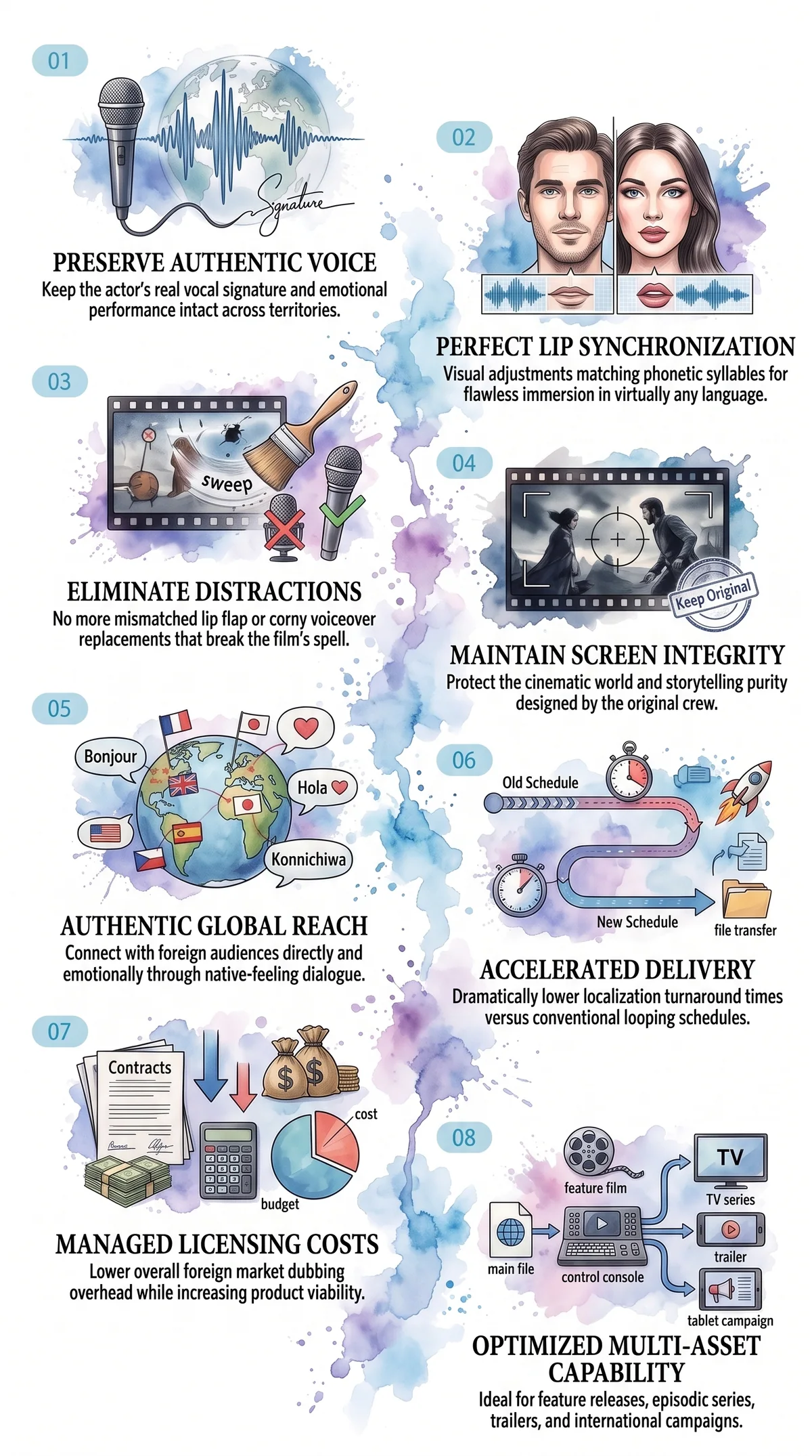Benefits of multilingual film dubbing with performance continuity and lip sync